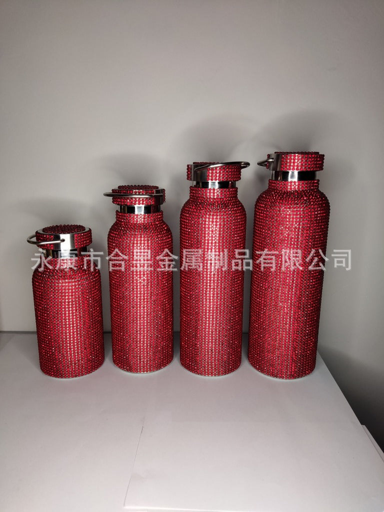 Wholesale diamond inlaid portable thermos cup